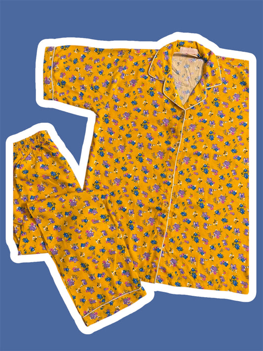 PERIWINKLE FLORAL PRINT LINEN PJS